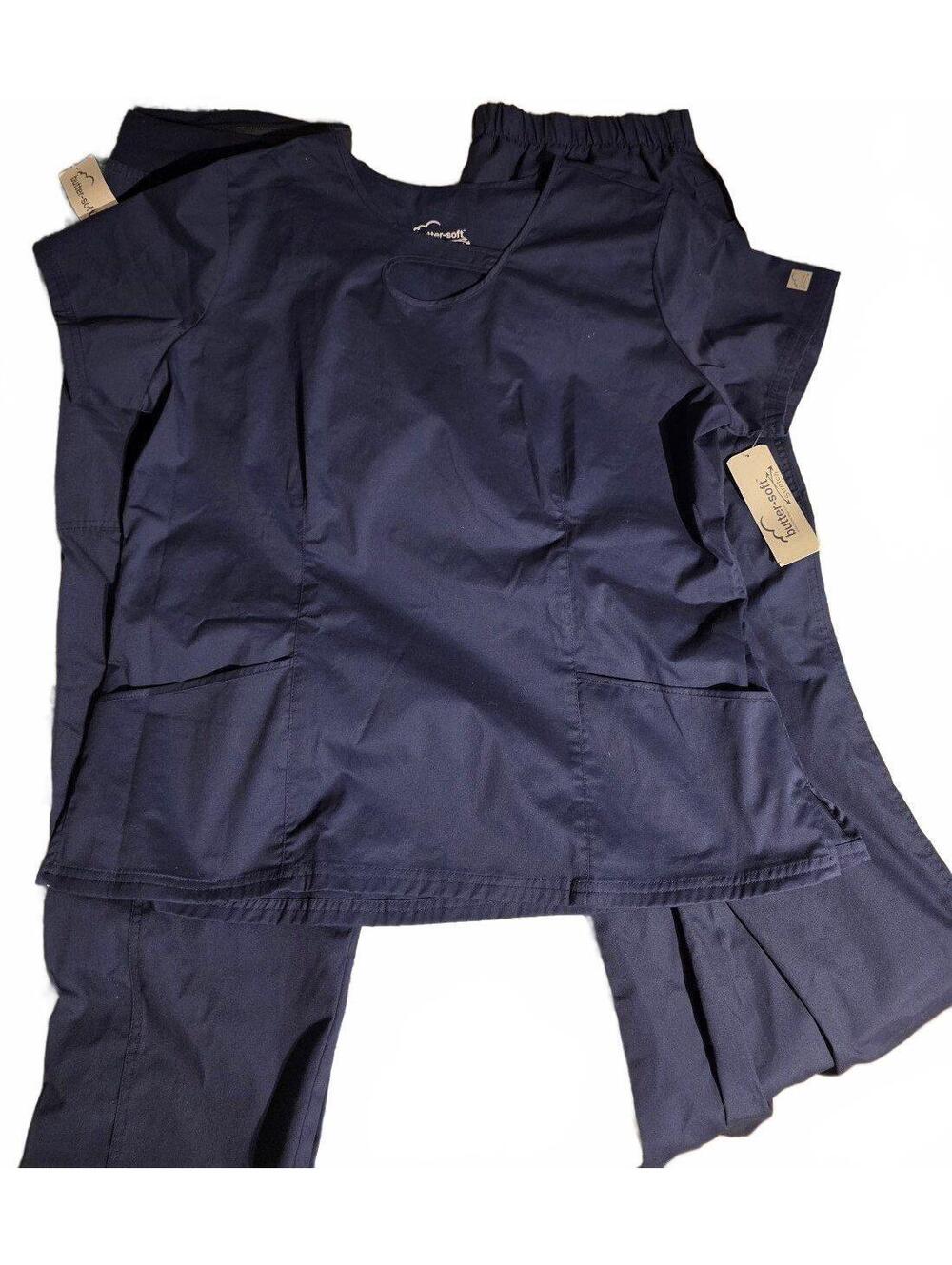 Butter Super Soft Women's XL Navy Blue Stretch Scrubs - Picture 2 of 7